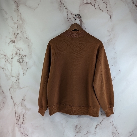 Everlane Sweatshirt Women XS Cocoa The ReNew Mock Neck Fleece Pullover Sweater - Picture 7 of 13